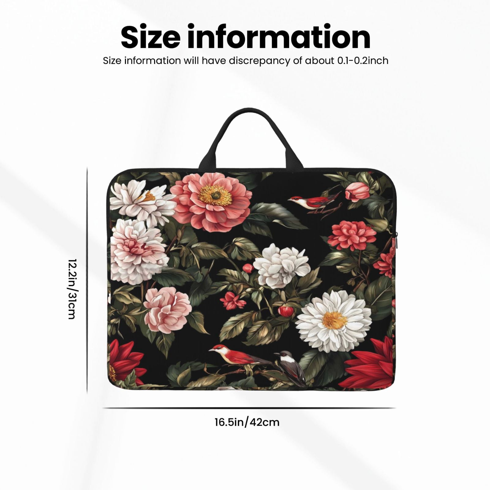 Laptop Sleeve Bag For Women Men 14inch Waterproof Durable Protective Computer Carrying Cover Handle Laptop Case Bag Flowers (6)