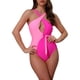 thumbnail image 1 of INSPIRAR CHIC Conjunto de Monokini de Color Bloque para Mujeres, 1 Pieza, Con Anillo en O, Lazo Lateral, Traje de Baño, Talla X-Large, Rosa Rojo Pink, 1 of 5