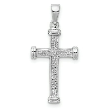 925 Sterling Silver Diamond Cross Necklace Charm Pendant Religious