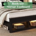 thumbnail image 3 of VanAcc Farmhouse Queen Size Bed Frame with Storage Bookcase Headboard and Footboard, Storage Wood Platform Bed Frame with Wood Slats Support, Black, 3 of 6