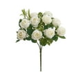thumbnail image 2 of Artificial Silk Rose Bouquet with 10 Stems for Wedding Party Home Decor in White Pink Red, 2 of 6