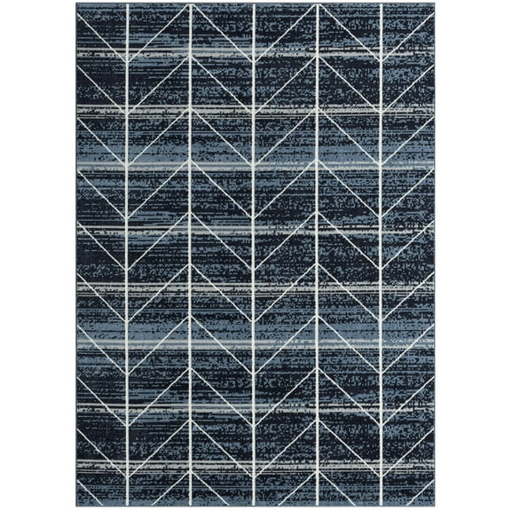Everwash Treasure Arrow Modern Geometric Machine Washable Area Rug, 5'2"x7'2", Blue Multi