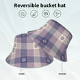 thumbnail image 5 of Easygdp Purple Floral Gingham Check Plaid Double-Sided Reflective Fisherman Hat for Outdoor and Night Walking, Unisex, 5 of 9