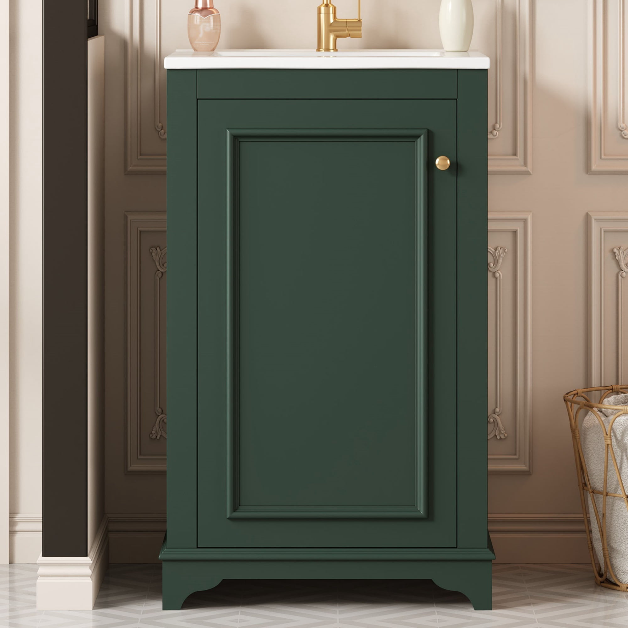 Euroco 20-inch Bathroom Vanity with Ceramic Sink, Freetanding Single Vanity Set with Soft Closing Door, adjustable shelf, Modern Style, Green.