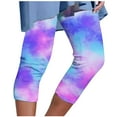 thumbnail image 2 of BRGZLK Womens Athletic Cropped Pants Vintage Independence Day Printed Casual Elastic Waist Beach Capri Pants Purple M, 2 of 5