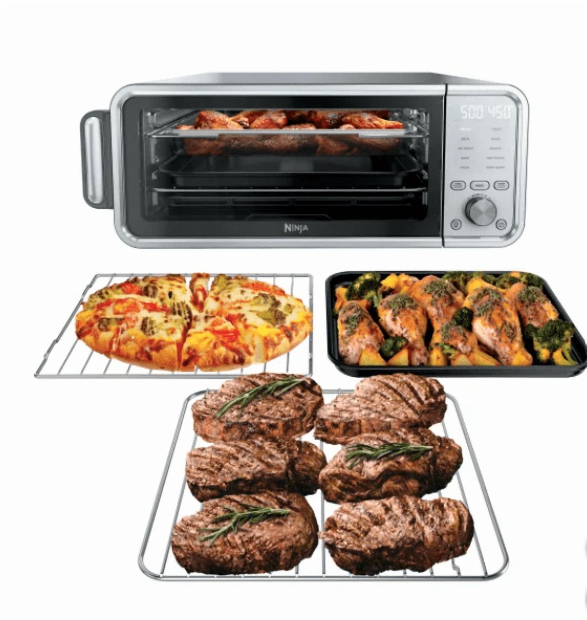 New Ninja Flip 10-in-1 Toaster Oven & Air Fryer with Added Broil Rack