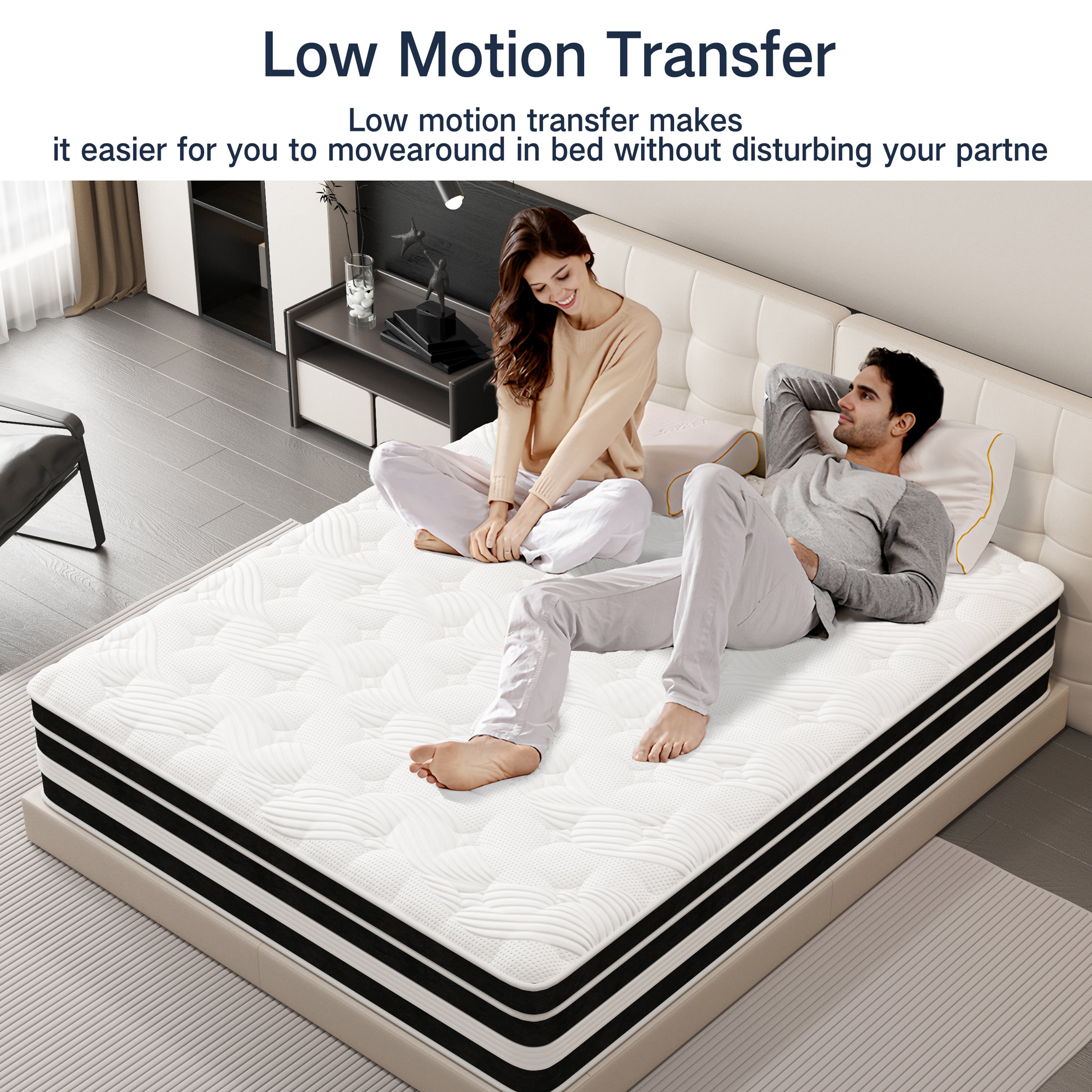 10 inch King Mattress,Gel Memory Foam & Spring Hybrid Medium Comfort King Size in a Box , Pressure Relief, Motion Isolation,CertiPUR-US