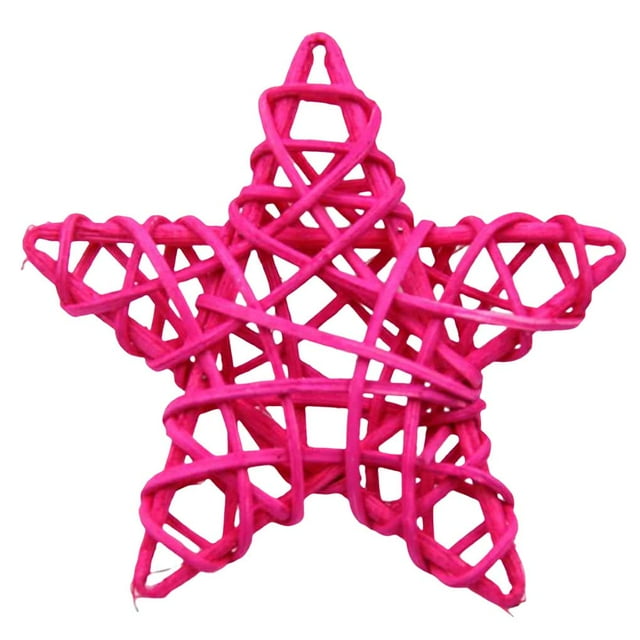 Cateissary PY2 5 piezas cinco estrellas 6CM mimbre trenzado vid Navidad cumpleaños hogar boda fiesta decoración DIY adornos hogar colgante Kits de decoración para fiestas rosado