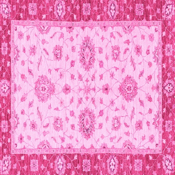 Ahgly Company Indoor Square Oriental Pink Traditional Area Rugs, 4' Square
