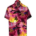 thumbnail image 6 of HAPPY BAY Men's Hawaiian Shirts Short Sleeve Button Down Shirt Men's Summer Shirts Casual Beach Vacation Hawaii Island Shirts for Men Funny S Scenic, Pink, 6 of 6
