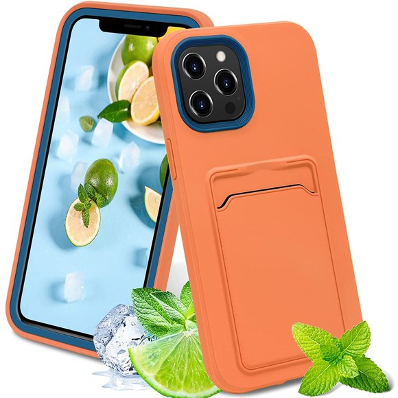 Credit Card Slot Holder Case for iPhone 11 Pro Max Silicone Case with Card Holder Slot Compatible with iPhone 11 Pro Max Cover with Card Holder Lightweight Shock 6.5 inch (Purple)Orange