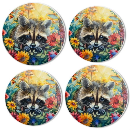

Bahomeck Electric Stove Burner Covers Set Of 4 Cute Baby Racoon In The Middle Of Colorful Flowers Metal Gas Stove Burner Covers Protecting Gas Stoves 8 Inch And 10 Inch