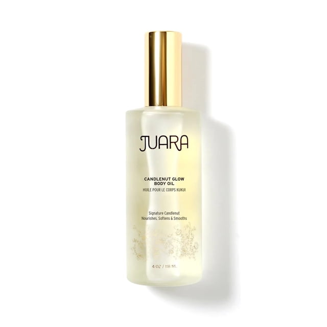 Juara Candlenut Glow Body Oil - Hidratación de lujo para la piel manos pies cabello - Terapia de piel seca - Tratamiento hidratante - Fórmula ligera - Sin parabenos ni sulfatos - vegetariano - 4 oz