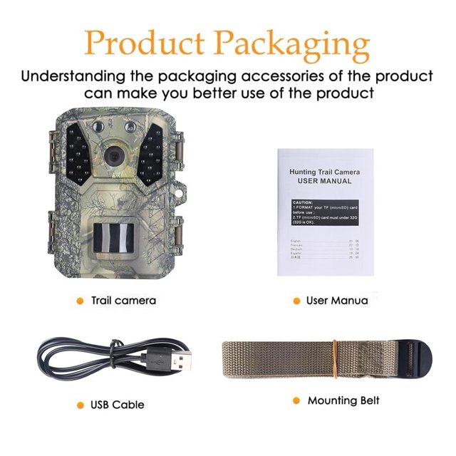 Mini Camera 20MP 1080P Wild Trail Camera Night Vision Outdoor Motion Activated Scouting 0.2S Trigger Photo Trap ,Lightweight Compact