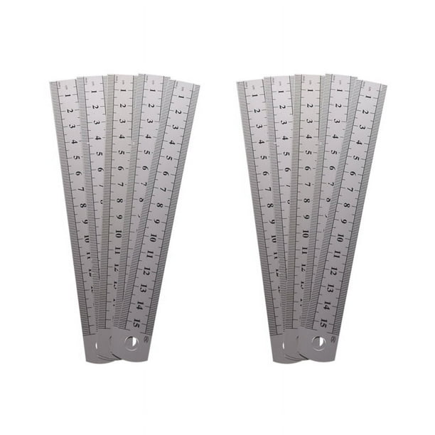 10Pzs Regla Recta de Acero Inoxidable 6 Pulgadas 15 cm Marcado de Doble Lado