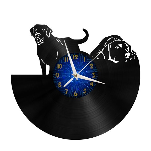Two honest Labradors dogs Vinyl Record Wall Clock for Kitchen Wall Decor Wall Art Gift for Lover Gift Idea for a Best Friend(B)