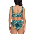 thumbnail image 3 of Wukai Tropical Leaves Women's Bikini Set Two Piece,wimsuit High Waisted V Neck Twist Front Adjustable Spaghetti Straps Bathing Suit-Small, 3 of 7