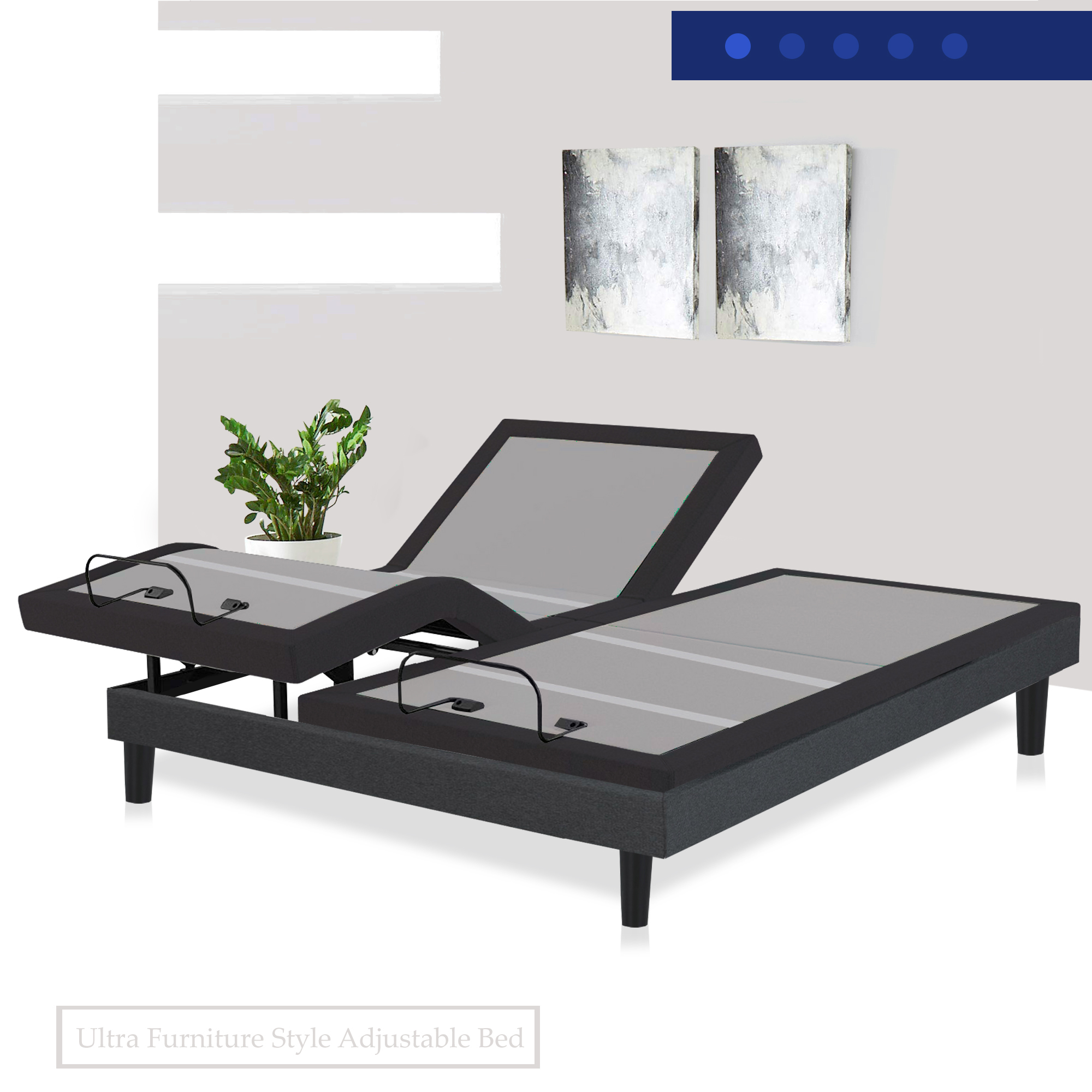 LEGGET, 4" Furniture Style Adjustable Bed Frame with Head Tilt, Anti