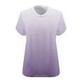 thumbnail image 6 of Staron Summer T-Shirts for Women Plus Size Oversized Casual V-Neck Short Sleeve Ombre Basic Loose Fit Comfy Vacation Top, White M, 6 of 6