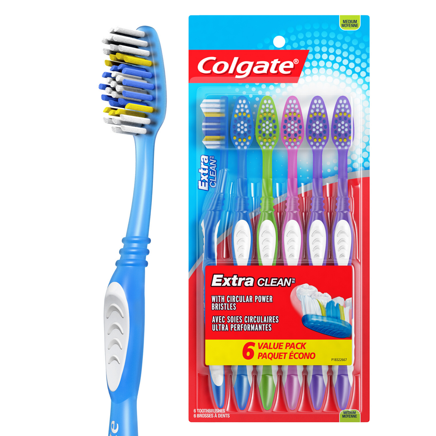 Colgate Extra Clean Full Head Toothbrush, Medium 6 Count Walmart