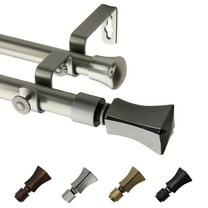 13/16" Dia Adjustable 28-48" Leandro Double Curtain Rod in Satin Nickel