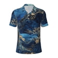 thumbnail image 2 of Daiia Golden Blue Mountains Pattern Men’s Polo Shirts,Solid Deck Shirt,Classic Fit, Breathable Cotton Polo for Casual and Sport Wear-XX-Large, 2 of 7