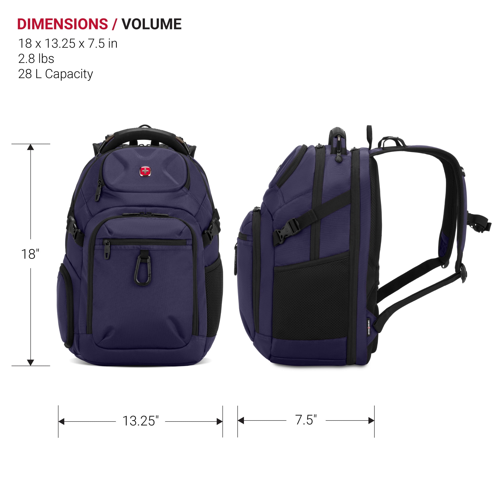SWISSGEAR Stride ScanSmart Laptop Backpack, Peacoat Blue, Feature Packed for School, Travel, Everyday