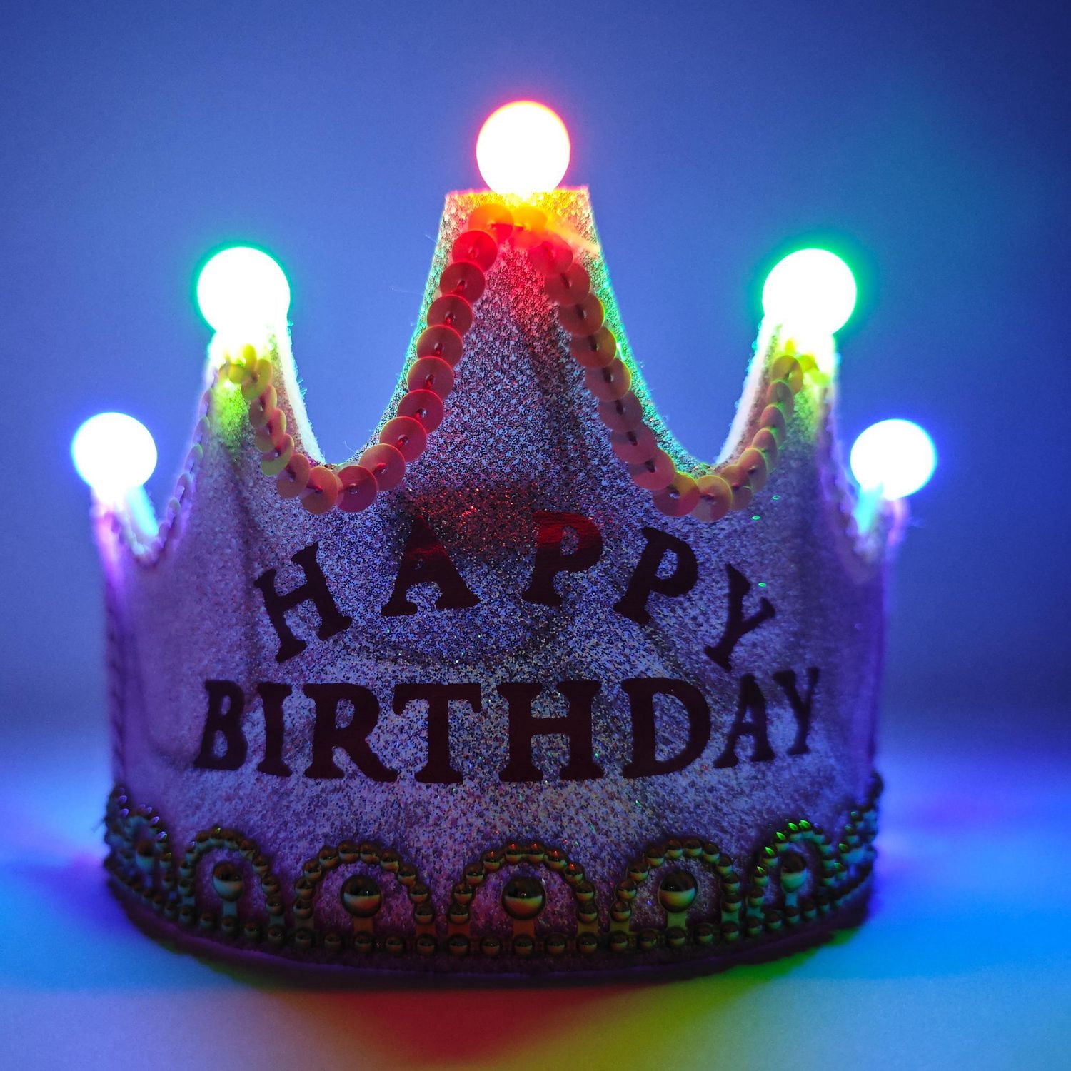 Glittery Pink Happy Birthday Light up Tiara Crown, Felt, Way to Celebrate Novelty Dress-up