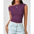 thumbnail image 7 of Ladybranch Summer Sleeveless Tank Tops for Women One Piece Ribbed Knit Slim Tank Tops Casual Off The Shoulder Top(X-Large,Pure Purple）, 7 of 7