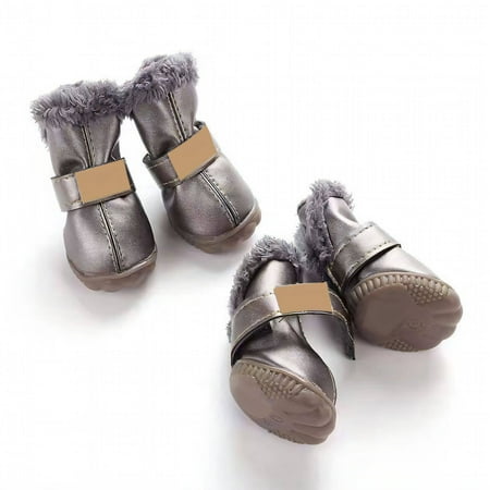 GASTROPOD Dog Shoes Waterproof Anti-Slip Winter Dog Boots for Winter Multi-Color Dog Rain Boots 4.5x3.5cm Silver