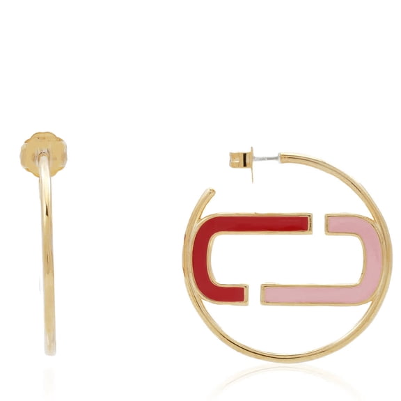 Marc Jacobs Ladies True Red / Multicolor / Gold Large Hoop Earrings
