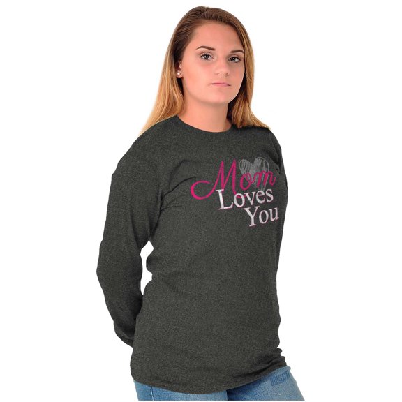 Mom Loves You Mothers Day Heart Women's Long Sleeve T Shirt Brisco Brands 2X