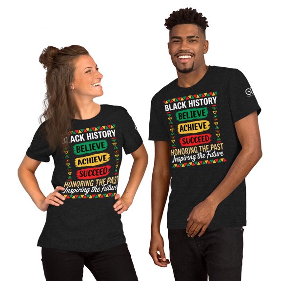 Black history achieve succeed and believe Unisex t-shirt (Black Heather, XS)