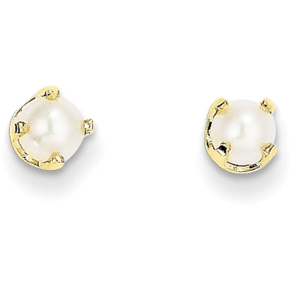 Primal Gold 14 Karat Yellow Gold 4mm June Freshwater Cultured Pearl Post Earrings