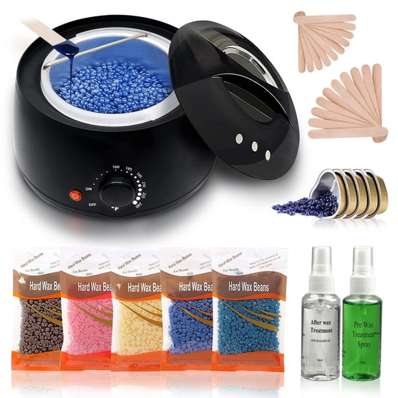 Calentador de Cera Eléctrico,Kit Calentador de Cera,Pro Wax100,con 500Gramos de Cera Española para Depilacion Spa,Adecuado Casero Spa Cara Brazos Axilas Piernas,con2 Frascos de S