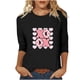 thumbnail image 2 of RKSTN Valentine's Gifts Women's 3/4 Sleeve T Shirts Top Oversized Crewneck Valentines Graphic Print Short Sleeve Shirt Womens Casual Solid Round Neck Loose Three Quarter Sleeve Shirt Spring Clothes, 2 of 7