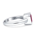 thumbnail image 2 of Bezel Set 8mmX8mm Asscher Wedding Engagement Ring Simulated Ruby 925 Sterling Silver, 2 of 5