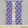 thumbnail image 2 of Ambesonne Floral 4-Panel Curtains, Romantic Watercolor Flora, 56"x95", Azure Blue Magenta, 2 of 4