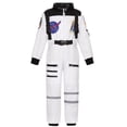 thumbnail image 3 of Pandaie Kids Boys Girls Space Astronaut Costume Suit Long Sleeve Zipper Jumpsuit for Halloween Cosplay Holiday Present White,3-4 Years, 3 of 5