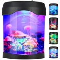 thumbnail image 1 of Acuario artificial con fondo oceánico, ambiente tranquilo con luces LED decorativas que cambian de color, minilámpara de escritorio portátil para acuario para bares, cafeterías y restaurantes, 1 of 7