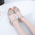 thumbnail image 4 of Style Party Heel Shoes Square Square Solid Solid Rhinestone Glitter Elegant Sandals Summer Fashionable Open-toe Buckle Middle Shoe, 4 of 8