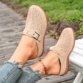 thumbnail image 4 of Rokment Women's Orthopedic Backless Sandals Beach Casual Buckles Closed Toe Arch Support Wedge Clogs Comfortable Platform Walking Mules Boho Retro Chunky Heels Dressy Slip on Slides Beige Size 6.5, 4 of 5