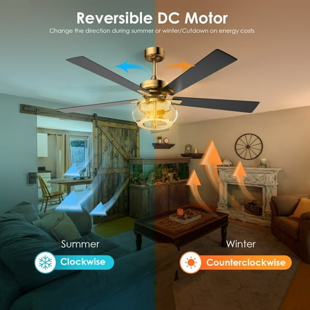 

TOPQSC 60 Blade Ceiling Fan with Light and remote Reverse Airflow J16