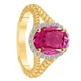 thumbnail image 3 of Mauli Jewels Rings for Women 1.45 Carat Diamond And Oval Shape Pink Topaz Ring 4 Prong 10KYG, 3 of 6