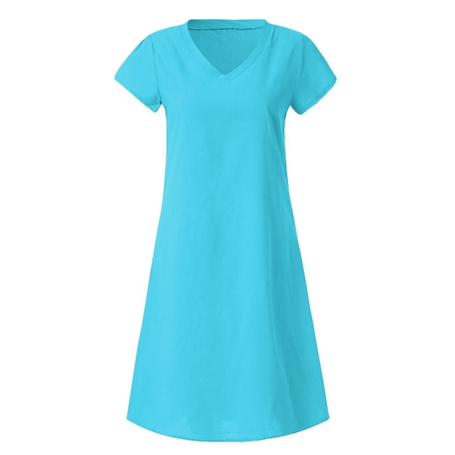 Babysbule Robe pour Femmes Liquidation Femmes Style d'Été Feminino Vestido T-shirt Coton Décontracté Grande Taille Robe pour Dames