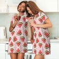 thumbnail image 3 of Salouo Hand Drawn Watermelon Print Short Sleeve Sleepshirt for Womens Comfy Nightgown Scoopneck Cute Nightdress Ruffle -Large, 3 of 7