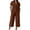 Coffee, variant on Sheghy Sets for Women Cotton Women Drawstring Waist Blouse & 3/4 Length Wide Leg Pants 2 Piece Linen Blend Set