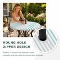 thumbnail image 4 of Round Outdoor Tablecloth with Umbrella Hole and Zipper, Ombre Teal Grey Striped Tablecloth with Elastic Waterproof, Farmhouse Modern Stripes Patio Table Covers for 31" - 35" Picnic Pool Tables, 4 of 9