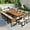 Beige, variant on Harper & Bright Designs 9 Pieces Outdoor Patio Dining Set with Square Table, Space Saving Wood and Metal Frame Outdoor Furniture Dining Set with 4 Chairs & 4 Ottomans for Backyard Garden, Beige