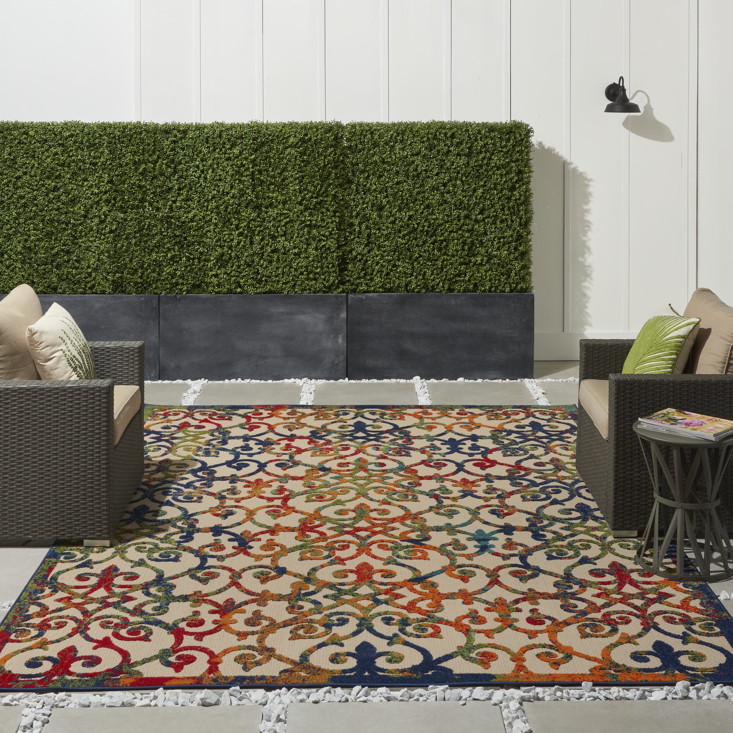 Nourison Aloha Indooroutdoor Damask Multicolor Area Rug